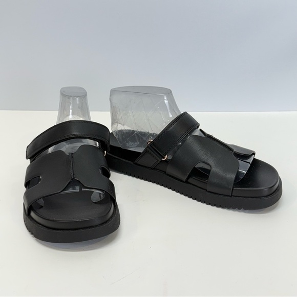 WILD FABLE Black chunky flat slide sandals size 7.5 - Picture 2 of 8